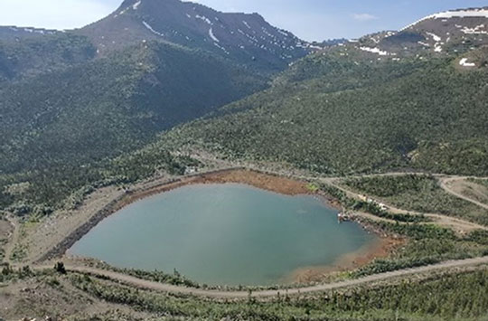 Pond at Ketza River mine site.