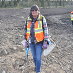 Revegetation worker Bernice Tom.