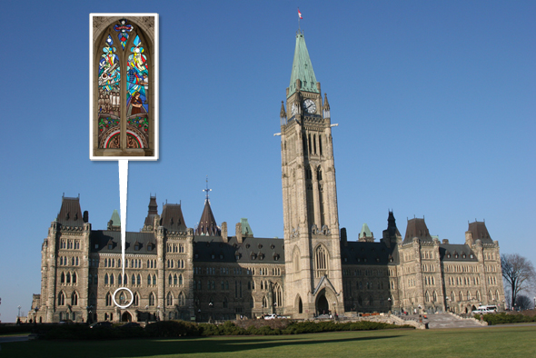 Location of stained glass artwork.