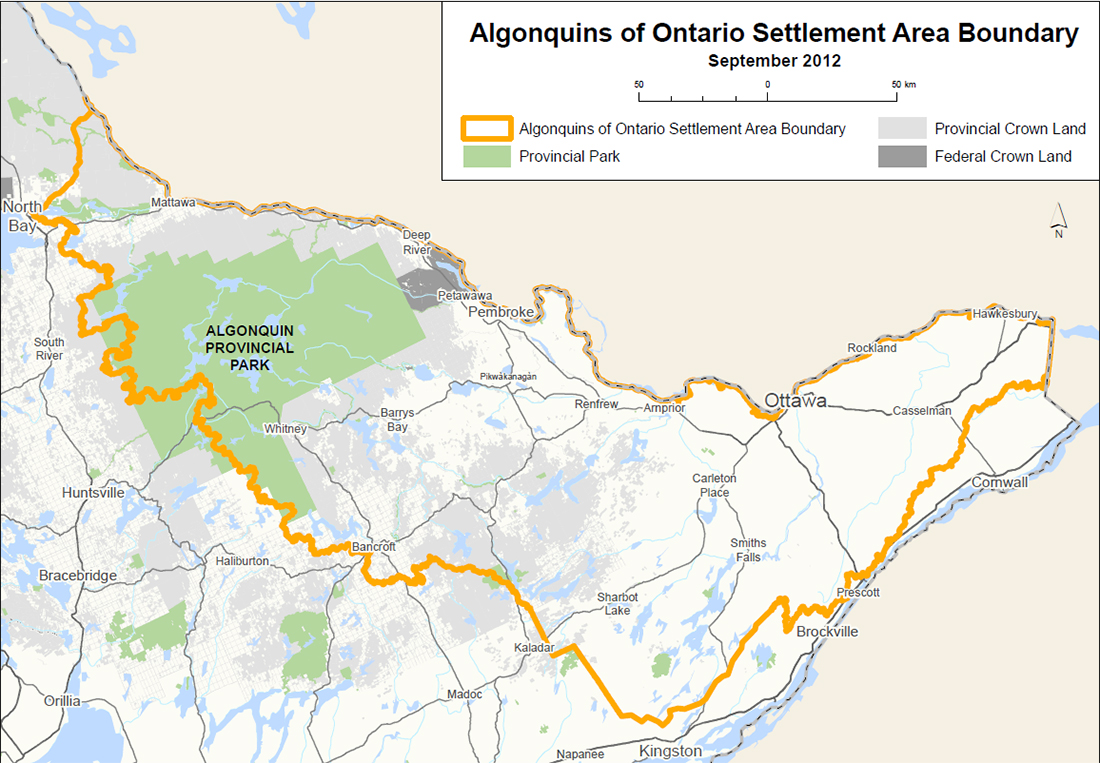 Map for the Algonquins of Ontario Land Claim
